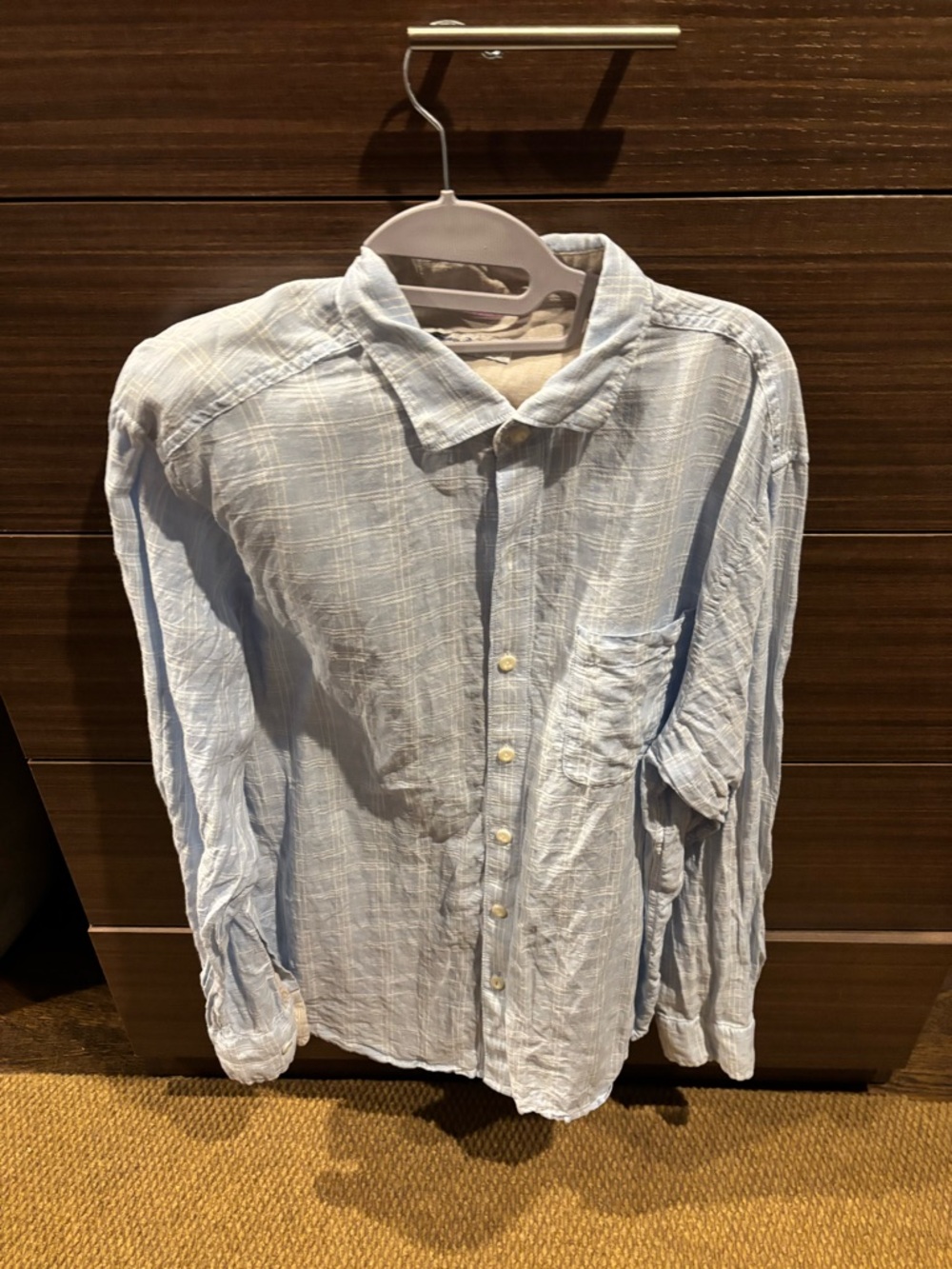 Tommy Bahama Light Blue Linen-Blend Collared Shirt
